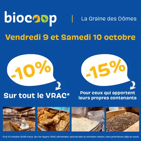 Jusqu'à -15% sur TOUT le VRAC du Magasin !
